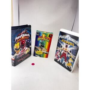 Lot of 3 Power Rangers VHS Tapes Vintage Mighty Morphin Movies Rescue Dino P8